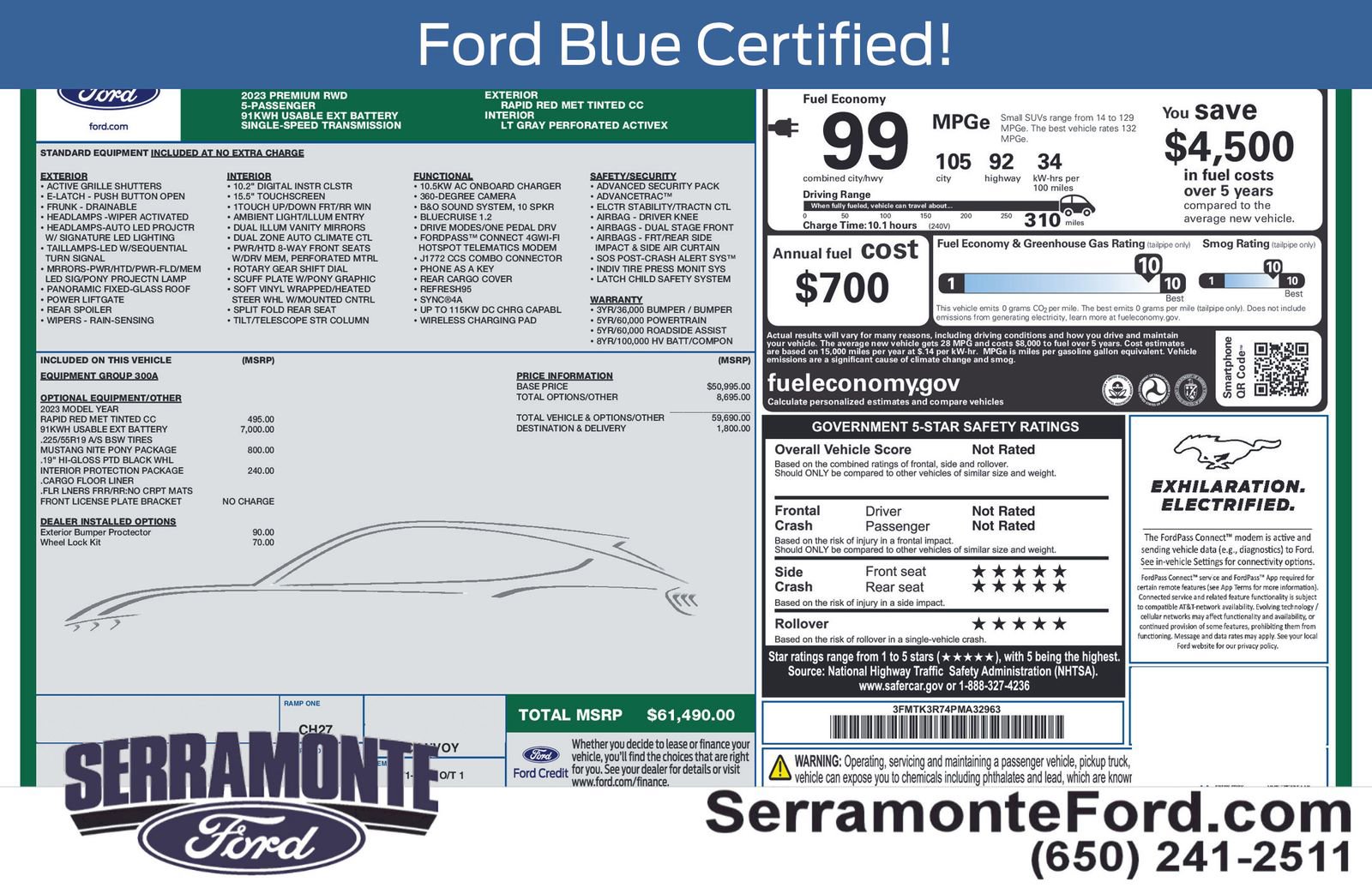 Certified 2023 Ford Mustang Mach-E Premium w/ Mustang Nite Pony Package RWD image 17