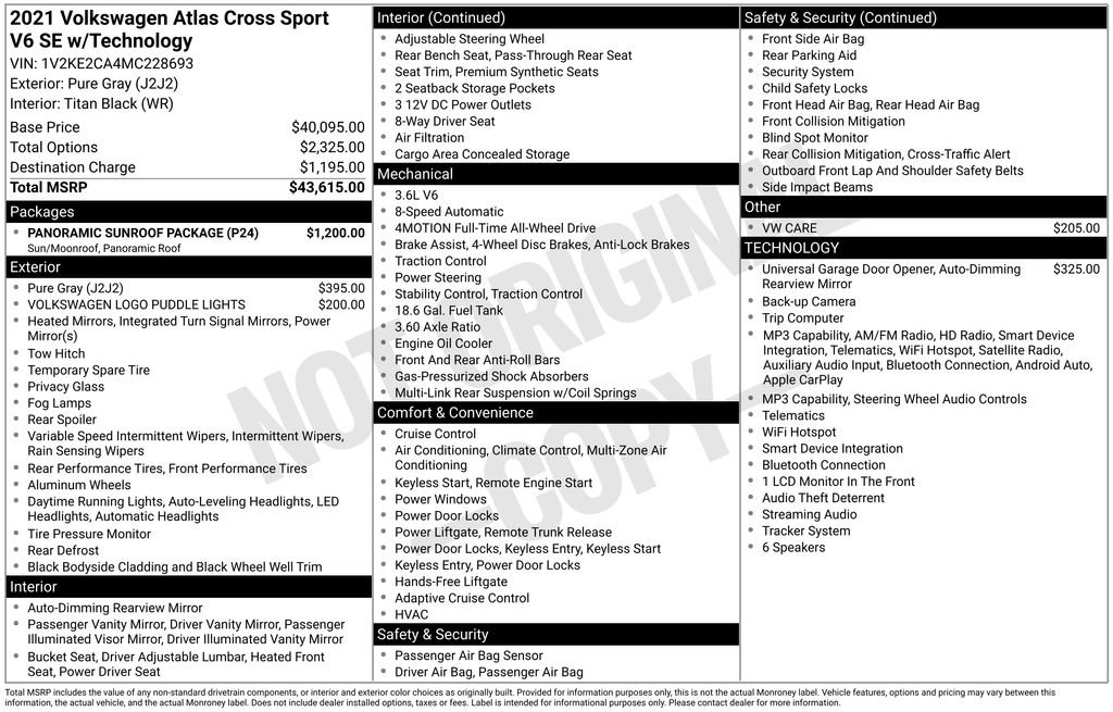 Used 2021 Volkswagen Atlas Cross Sport SE w/ Panoramic Sunroof Package AWD/4WD image 27