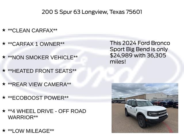 Certified 2024 Ford Bronco Sport Big Bend w/ Convenience Package AWD/4WD image 5