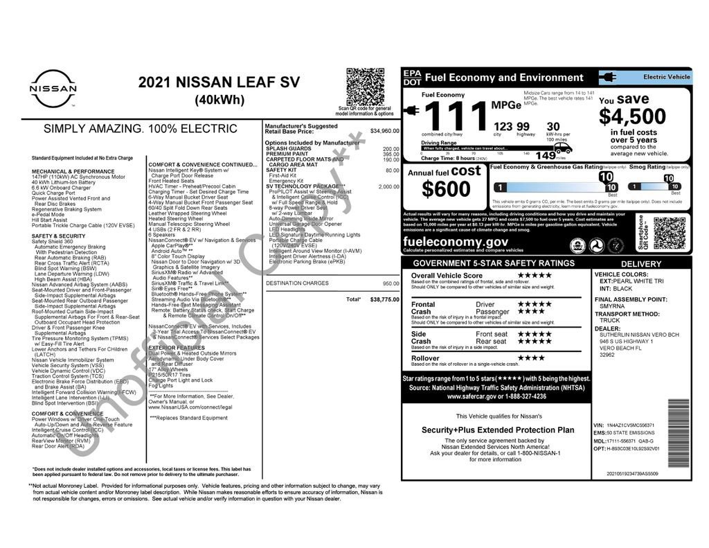 Used 2021 Nissan Leaf SV w/ SV Technology Package image 9