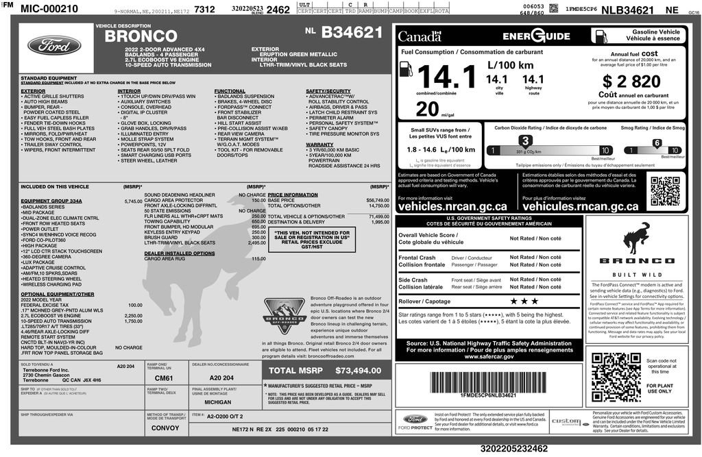 Certified 2022 Ford Bronco Badlands AWD/4WD image 3