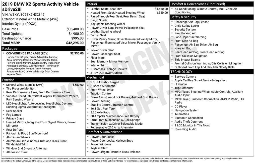 Used 2019 BMW X2 sDrive28i w/ Convenience Package FWD image 7