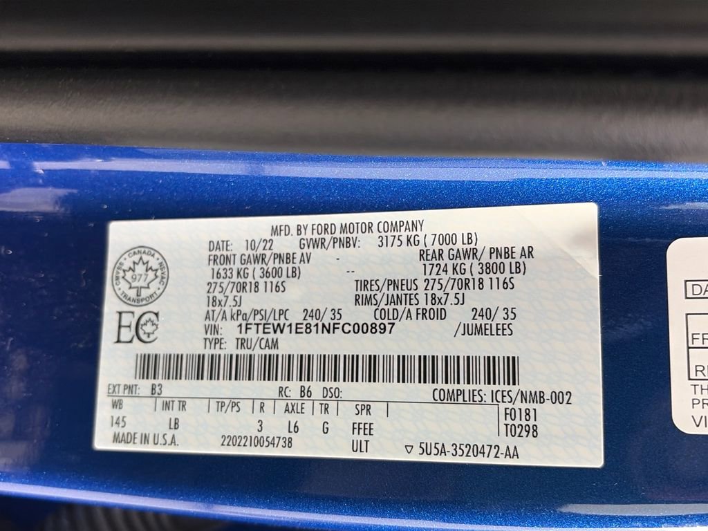 Certified 2022 Ford F150 Tremor w/ Equipment Group 401A Mid AWD/4WD image 9