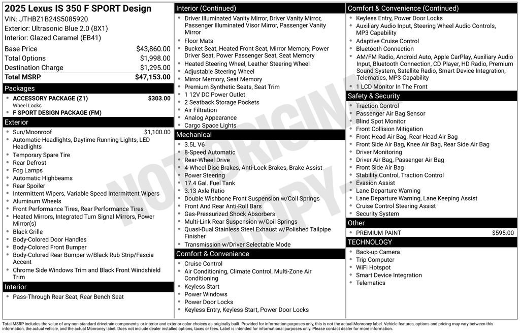 Used 2025 Lexus IS 350 F Sport w/ Accessory Package RWD image 9