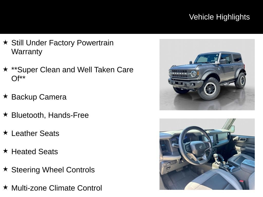 Certified 2022 Ford Bronco Black Diamond w/ Sasquatch Package AWD/4WD image 11