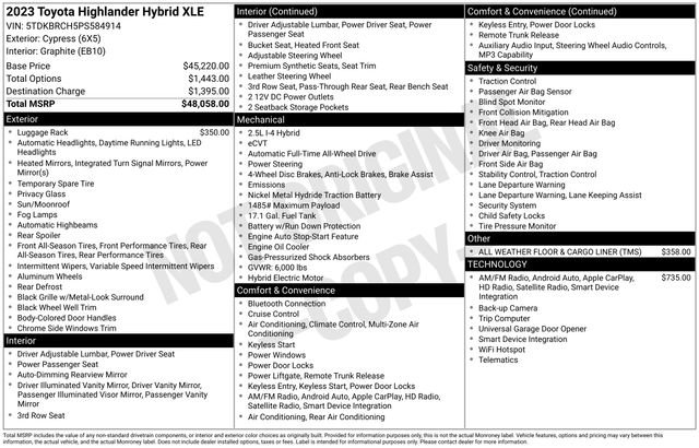 Used 2023 Toyota Highlander XLE AWD/4WD image 38