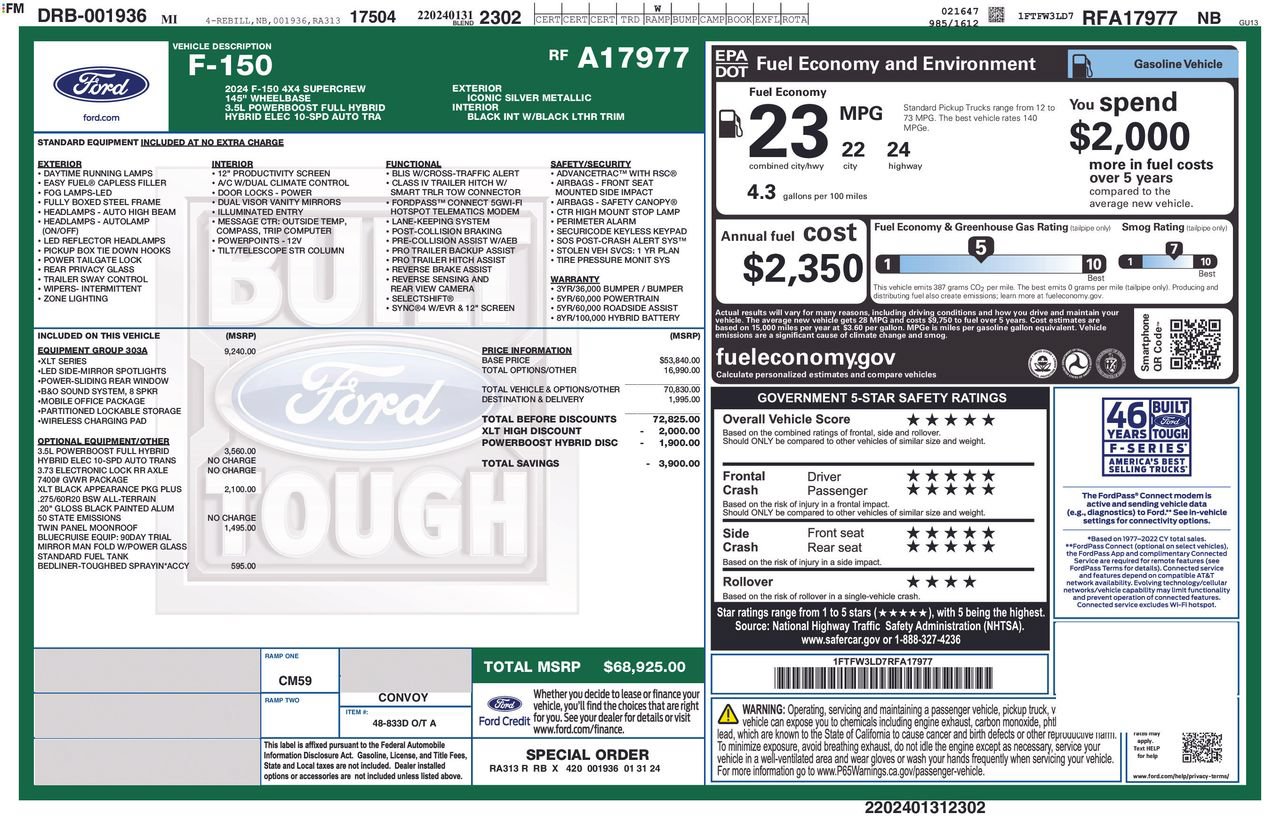 Certified 2024 Ford F150 XLT w/ Equipment Group 303A High AWD/4WD image 36