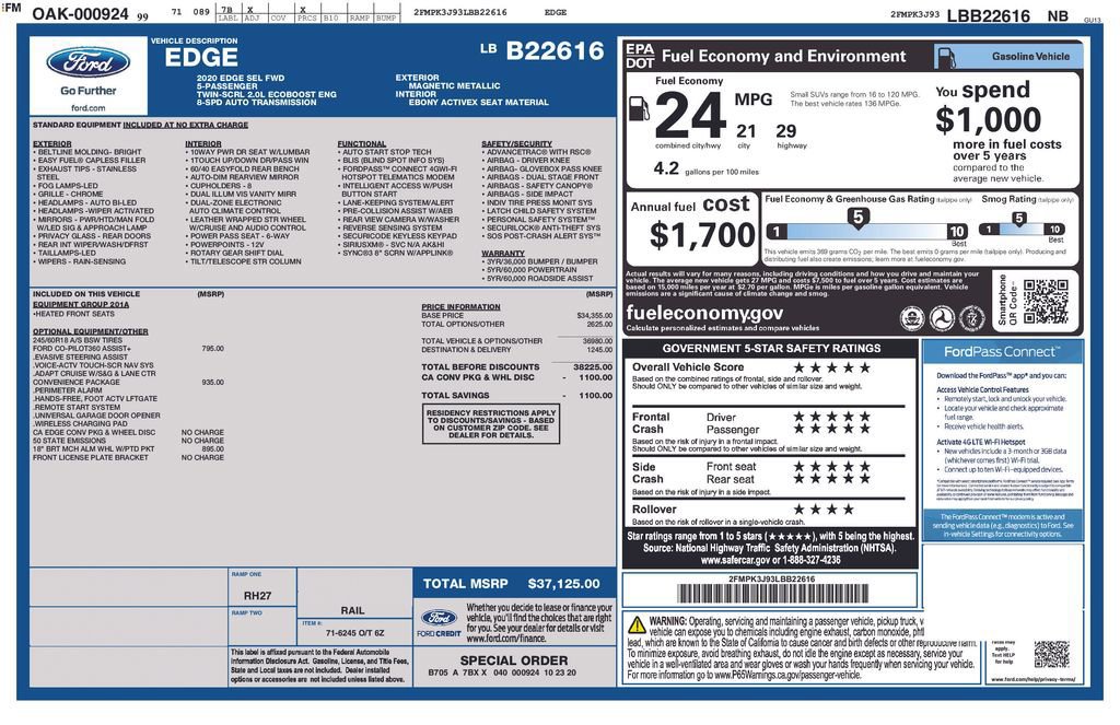 Certified 2020 Ford Edge SEL w/ Convenience Package image 34