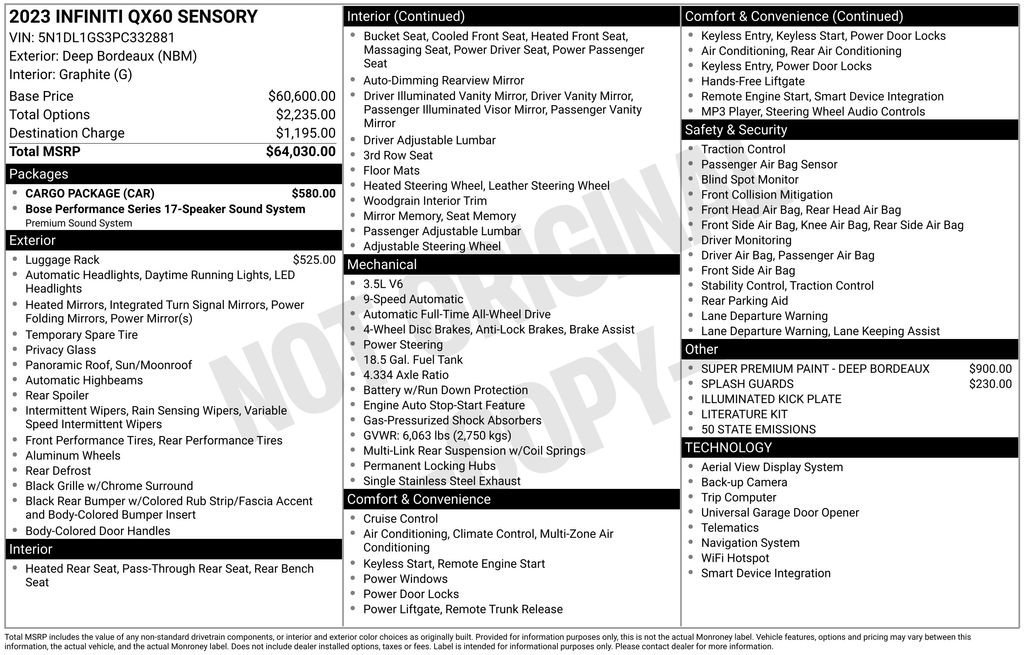 Used 2023 INFINITI QX60 Sensory w/ Cargo Package AWD/4WD image 9