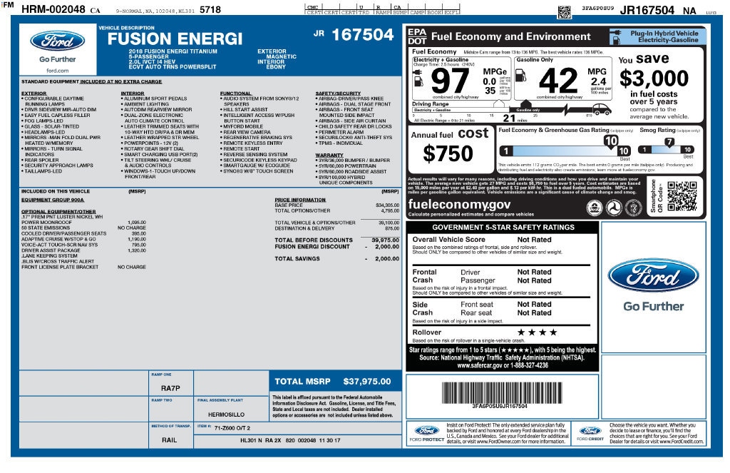 Certified 2018 Ford Fusion Energi Titanium FWD image 6