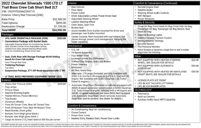Used 2022 Chevrolet Silverado 1500 LT Trail Boss w/ LPO, Dark Essentials Package AWD/4WD image 16