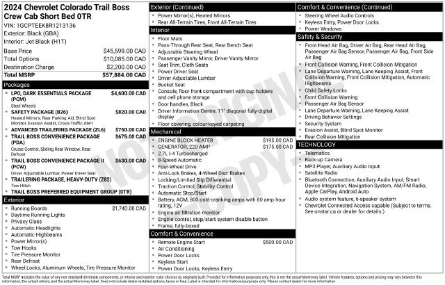 Used 2024 Chevrolet Colorado Trail Boss w/ LPO, Dark Essentials Package AWD/4WD image 33