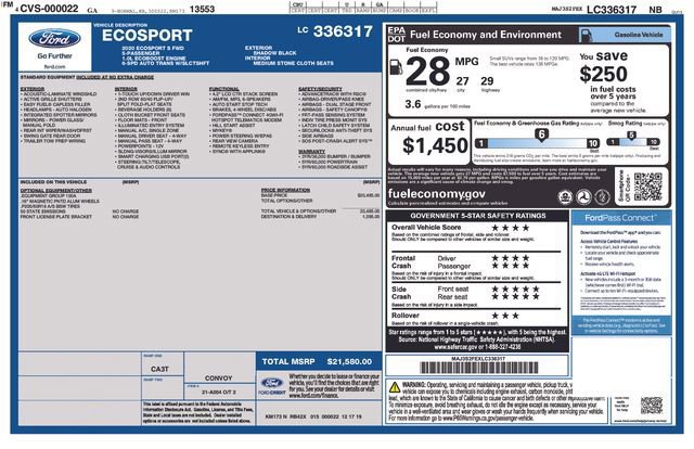 Certified 2020 Ford EcoSport S image 18
