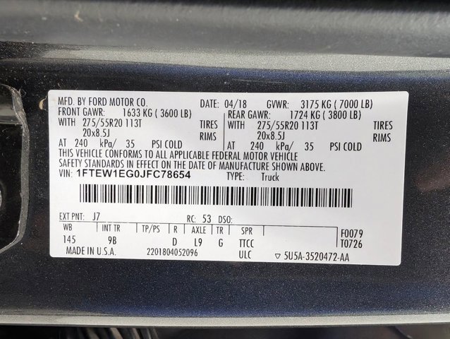 Certified 2018 Ford F150 Platinum w/ Equipment Group 701A Luxury image 10