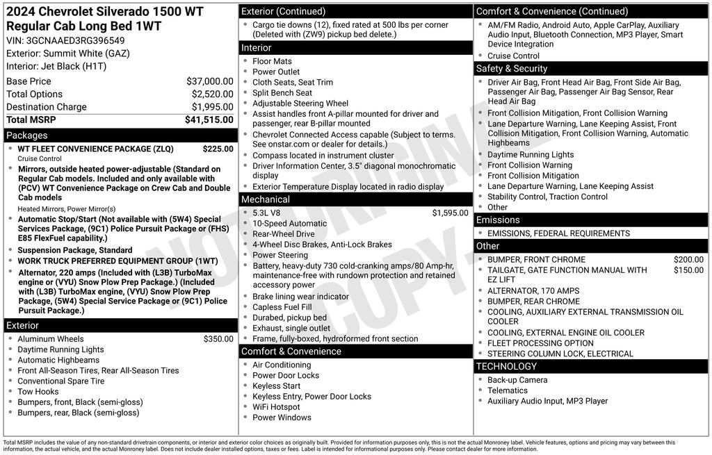 Used 2024 Chevrolet Silverado 1500 W/T w/ WT Fleet Convenience Package image 9