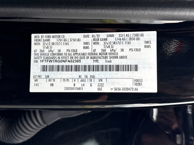 Certified 2022 Ford F150 Raptor w/ Raptor 37 Performance Package AWD/4WD image 27
