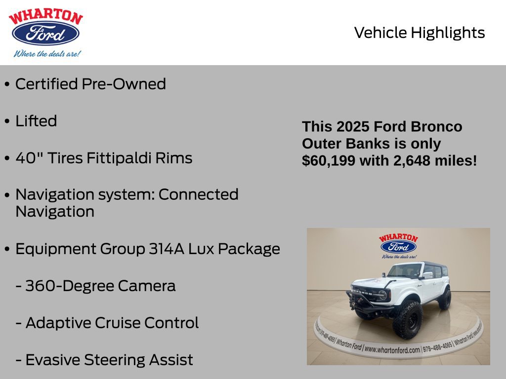 Certified 2025 Ford Bronco Outer Banks AWD/4WD image 6