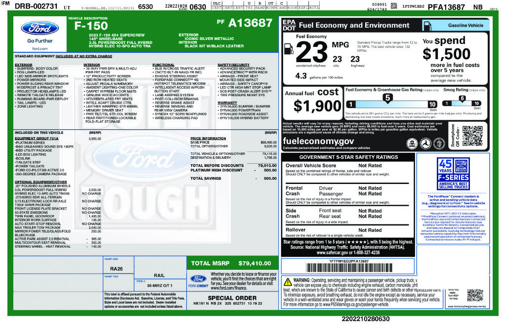 Certified 2023 Ford F150 Platinum w/ Equipment Group 701A High AWD/4WD image 3
