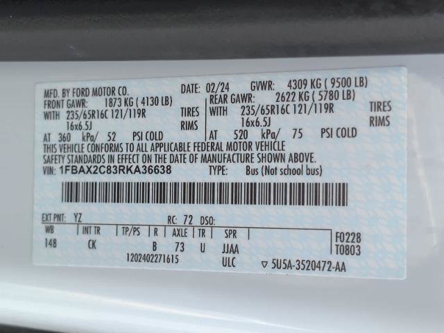Certified 2024 Ford Transit 350 XLT RWD image 23