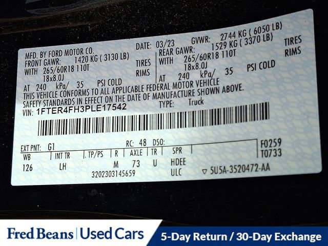 Certified 2023 Ford Ranger XLT w/ Equipment Group 301A Mid image 28