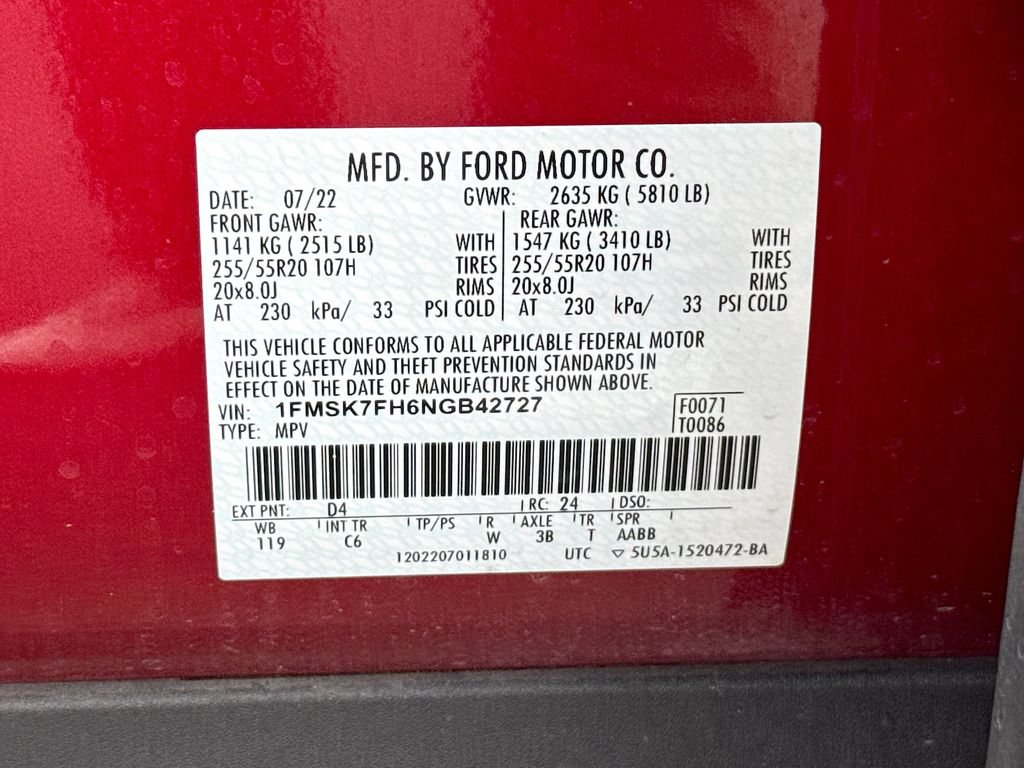 Certified 2022 Ford Explorer Limited w/ Equipment Group 301A RWD image 37