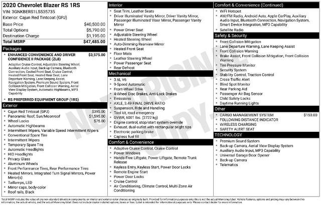 Used 2020 Chevrolet Blazer RS image 2