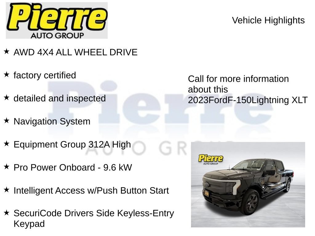 Certified 2023 Ford F150 Lightning XLT w/ Equipment Group 312A High AWD/4WD image 7