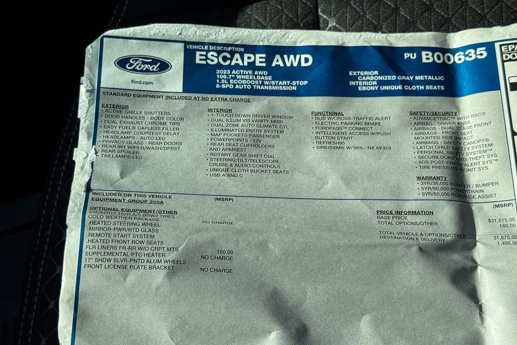 Certified 2023 Ford Escape Active AWD/4WD image 35