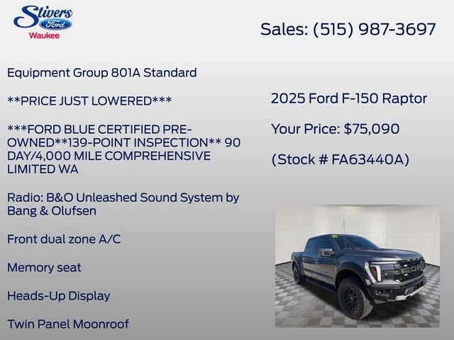 Certified 2025 Ford F150 Raptor AWD/4WD image 8