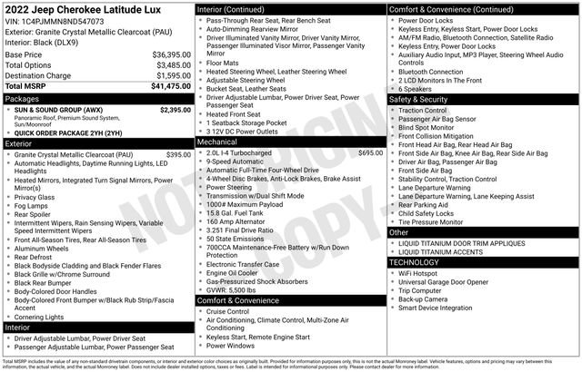 Used 2022 Jeep Cherokee Latitude Lux w/ Sun & Sound Group image 20