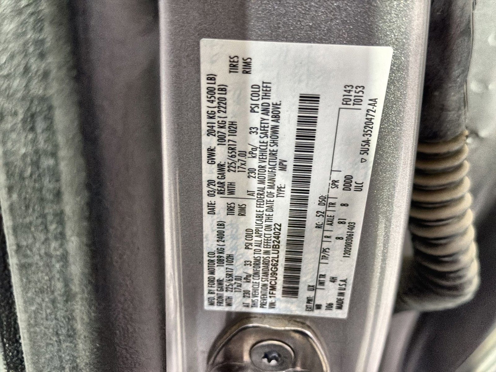 Certified 2020 Ford Escape SE AWD/4WD image 43