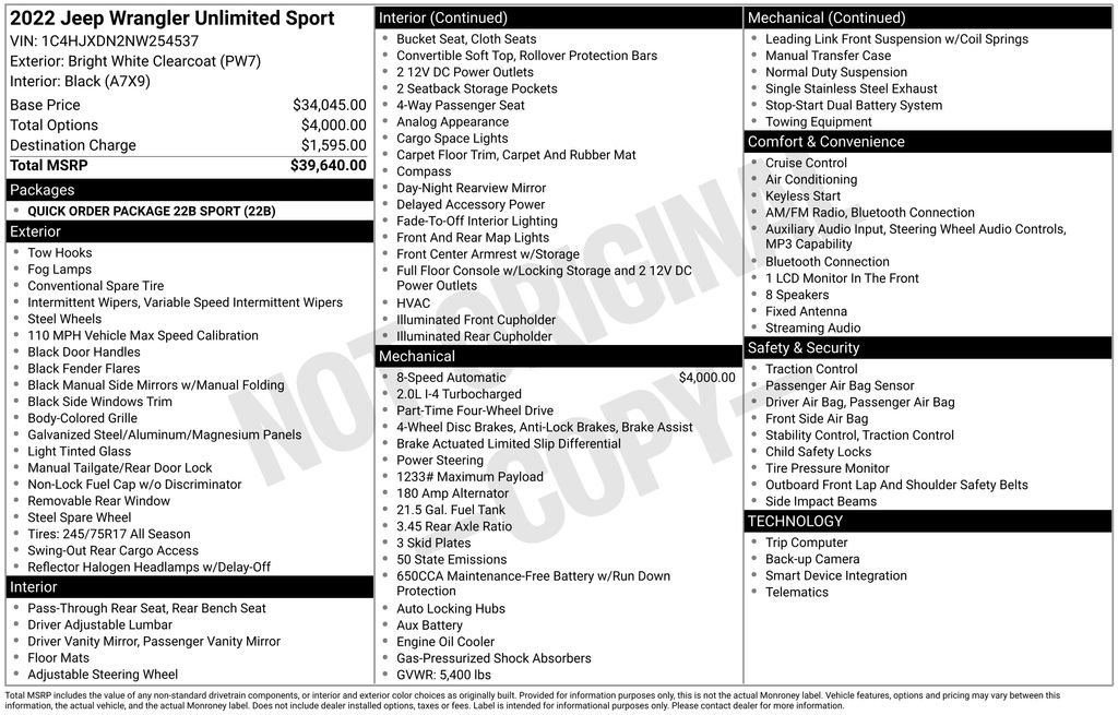 Used 2022 Jeep Wrangler Unlimited Sport AWD/4WD image 5
