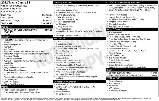 Used 2022 Toyota Camry SE image 37
