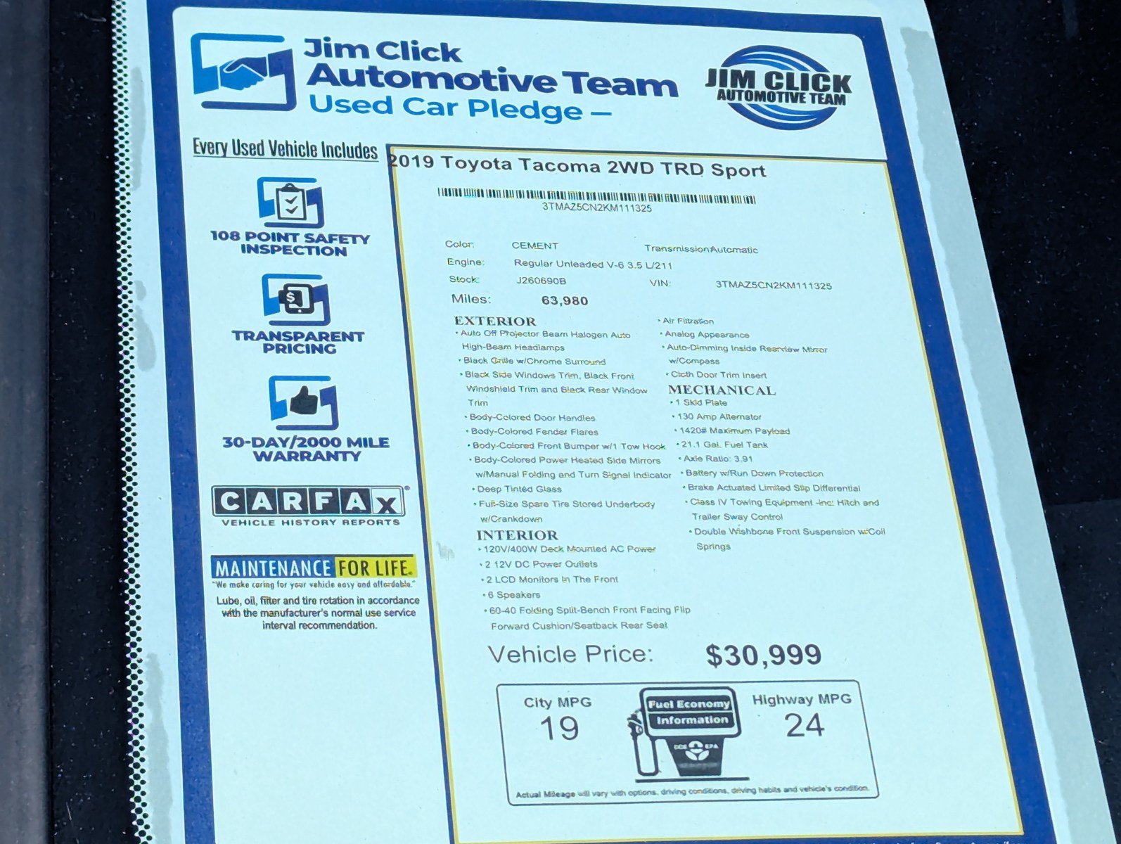 Used 2019 Toyota Tacoma SR5 RWD image 15