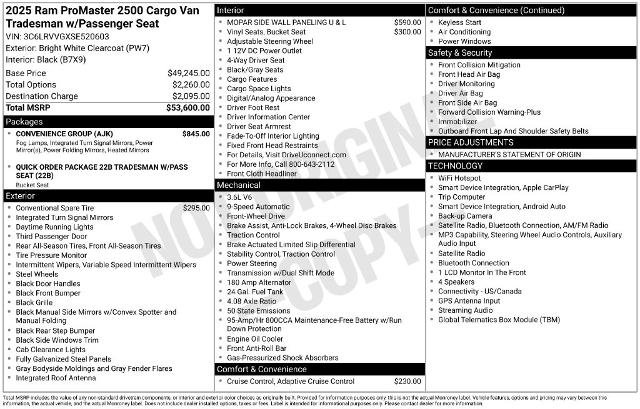 Used 2025 RAM ProMaster 2500 w/ Convenience Group FWD image 19
