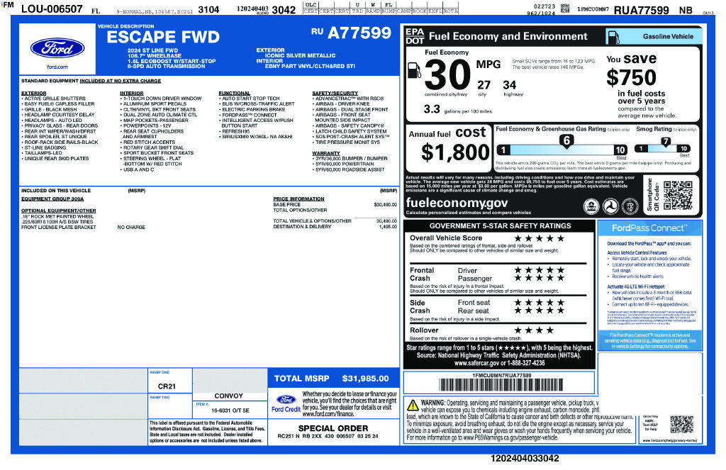 Certified 2024 Ford Escape ST-Line FWD image 37