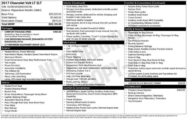 Used 2017 Chevrolet Volt LT w/ Comfort Package image 2