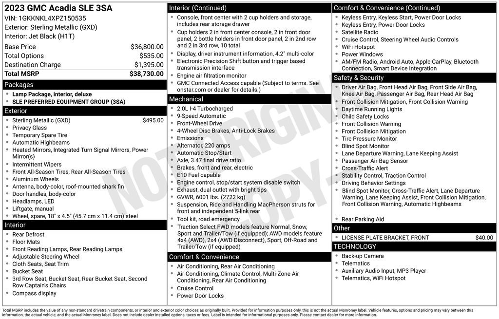 Used 2023 GMC Acadia SLE image 3