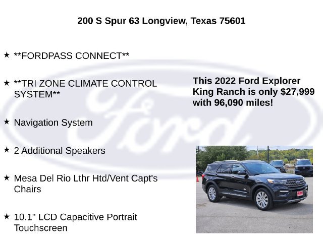 Certified 2022 Ford Explorer King Ranch w/ Premium Technology Package AWD/4WD image 30