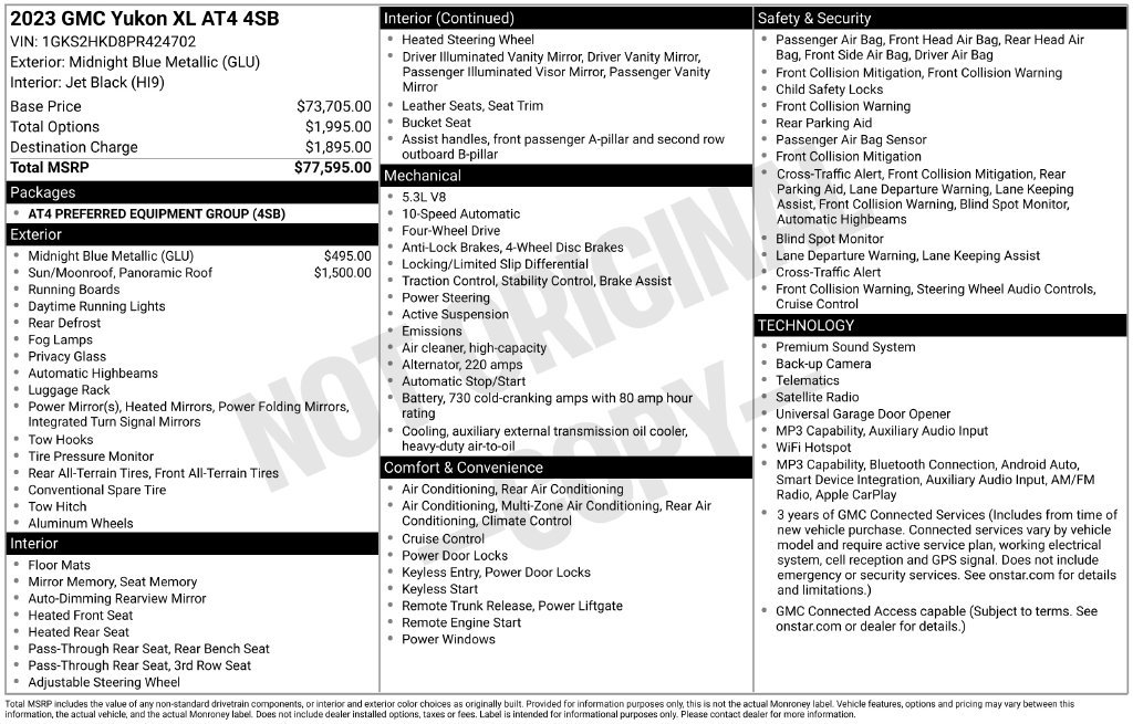 Used 2023 GMC Yukon XL AT4 AWD/4WD image 40