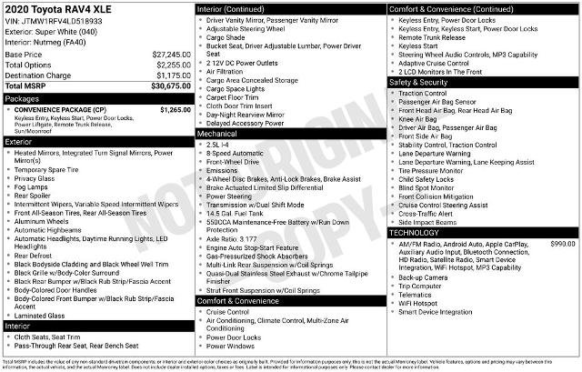 Used 2020 Toyota RAV4 XLE w/ Convenience Package FWD image 2