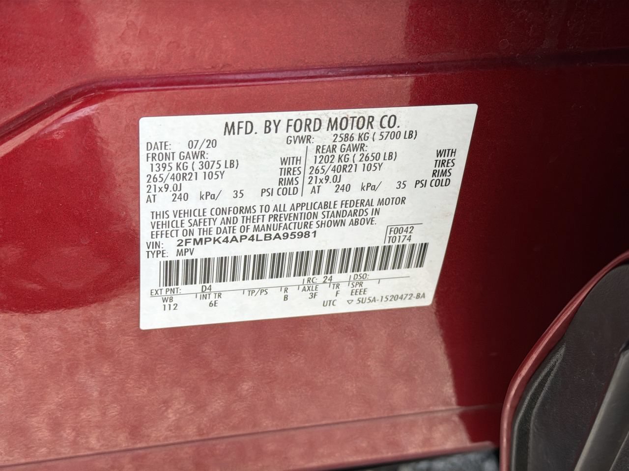 Certified 2020 Ford Edge ST w/ Equipment Group 401A AWD/4WD image 35