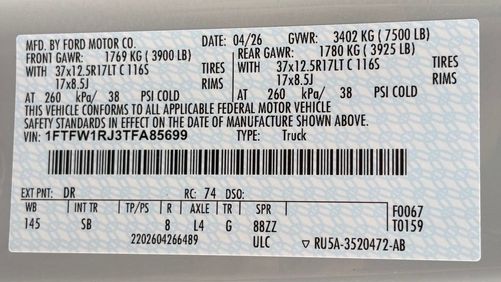 Certified 2026 Ford F150 Raptor w/ Equipment Group 803A Raptor R AWD/4WD image 55