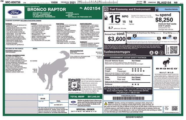 Certified 2024 Ford Bronco Raptor w/ Interior Carbon Fiber Pack 6 image 19