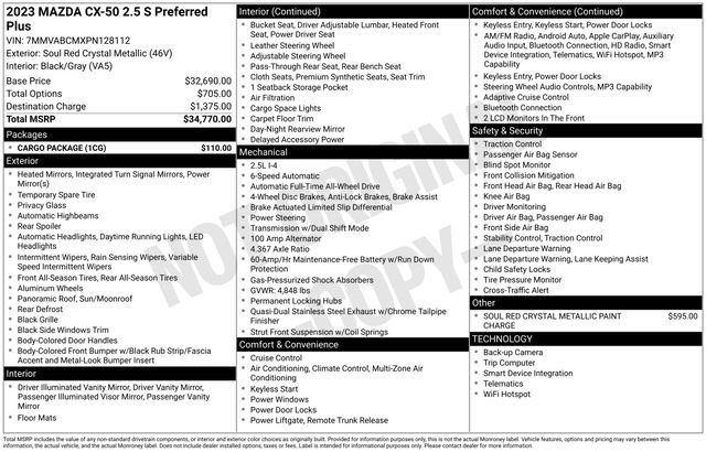 Used 2023 MAZDA CX-50 2.5 S w/ Cargo Package AWD/4WD image 2