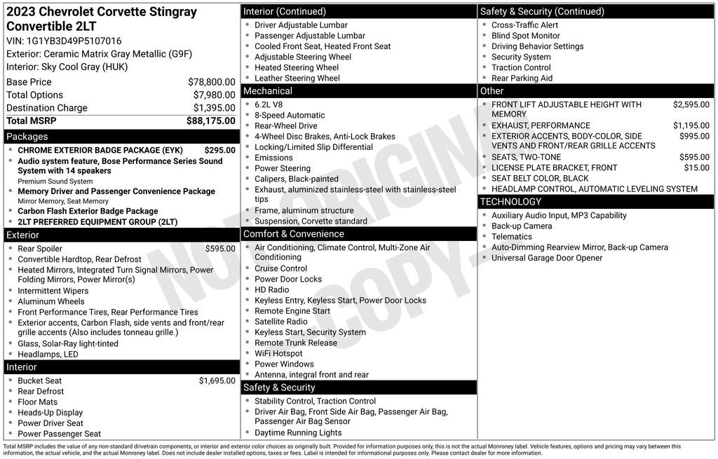 Used 2023 Chevrolet Corvette Stingray Preferred Conv w/ Chrome Exterior Badge Package image 11