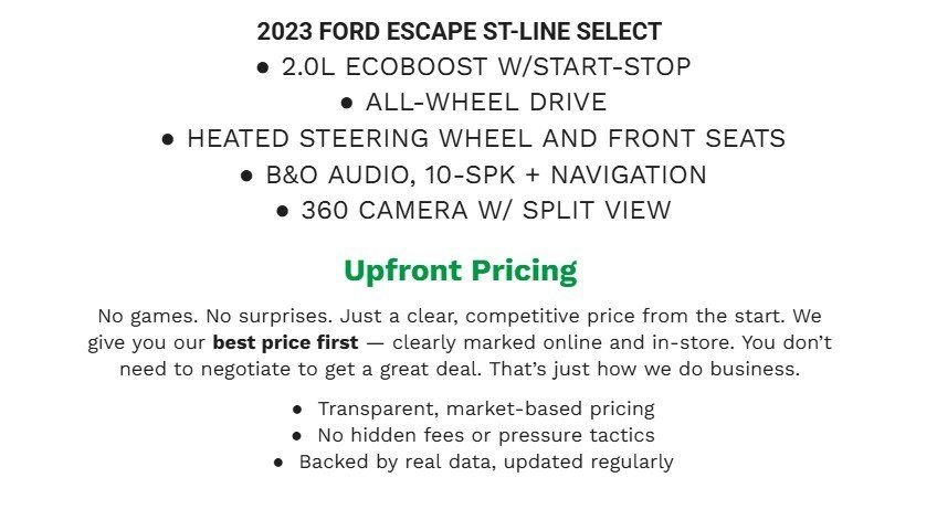 Certified 2023 Ford Escape ST-Line Select w/ Tech Pack #2 image 2
