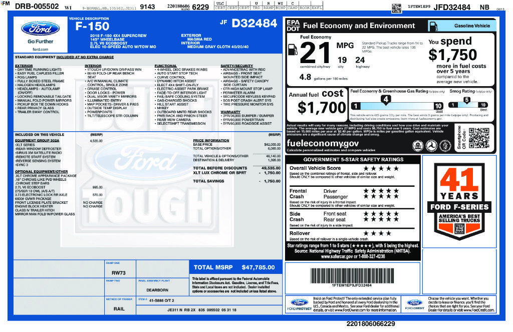 Certified 2018 Ford F150 XLT w/ Equipment Group 302A Luxury AWD/4WD image 12