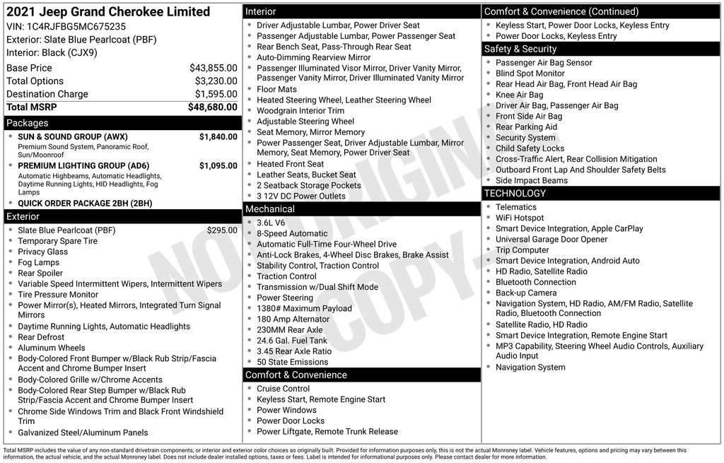 Used 2021 Jeep Grand Cherokee Limited w/ Sun & Sound Group AWD/4WD image 39