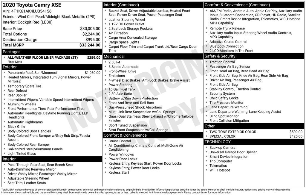 Used 2020 Toyota Camry XSE image 8